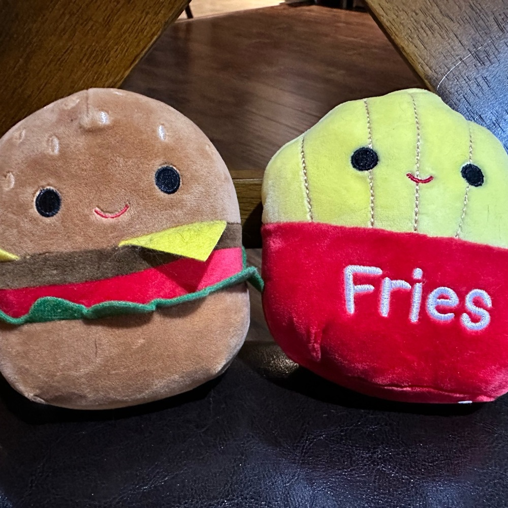 Squishmallows Brown Burger and Red Fries Plush Set